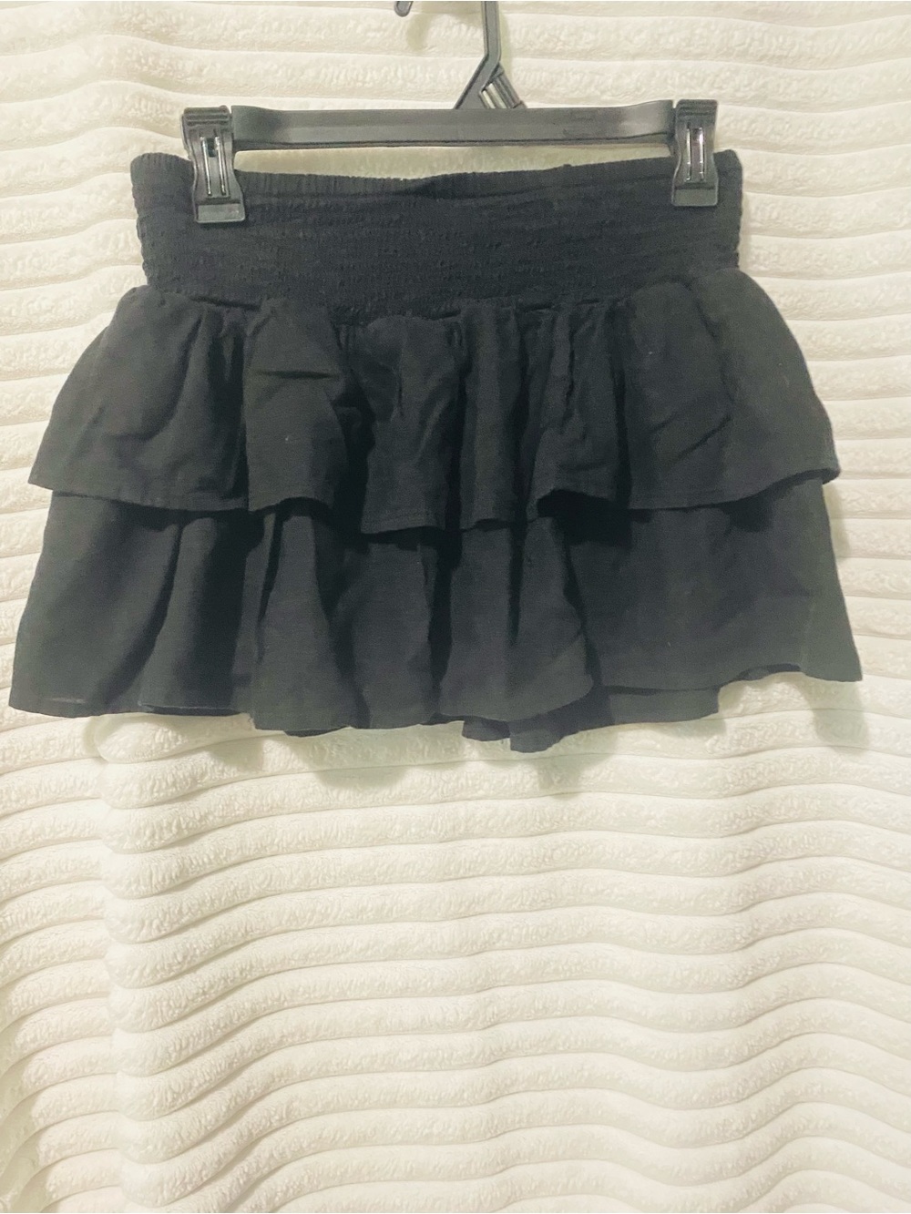 NOBO Black Tiered Ruffle Mini Skirt with Smocked Waistband NWOT